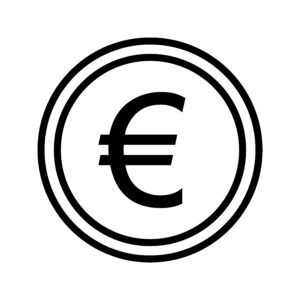 Symbole représentant l'euro pour indiquer la page tarif pour le dojo de jiu-jitsu et de self-défense à Bruxelles.